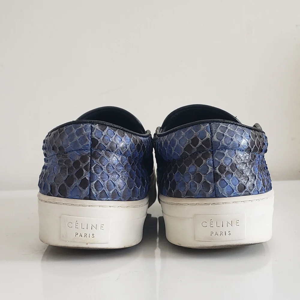 Celine Blue Snakeskin Slip-on Sneakers - Phoebe Philo Era Classics - Rare - Picture 3 of 5